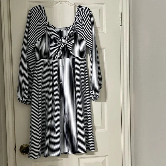 Women’s Maternity Stripe Knee Length Dress Size Large - Picture 2 of 7